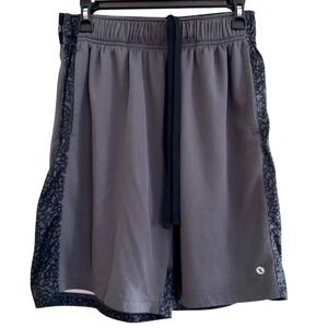 Xersion Mens Gray Mesh Athletic Basketball Shorts Leopard Print Trim Size Medium